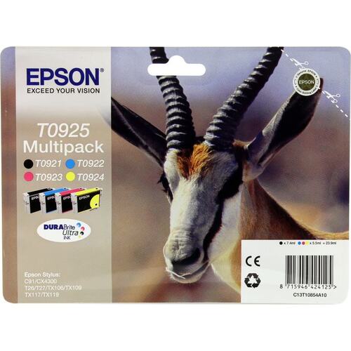 Картридж цветной (или контейнер с цветными чернилами) Epson T0921 (с черными пигментными чернилами), T0922 (голубой), T0923 (пурпурный), T0924 (желтый), 4 шт.