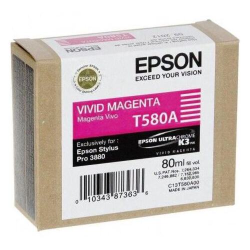 Картридж цветной (или контейнер с цветными чернилами) Epson T580A (насыщенный пурпурный)