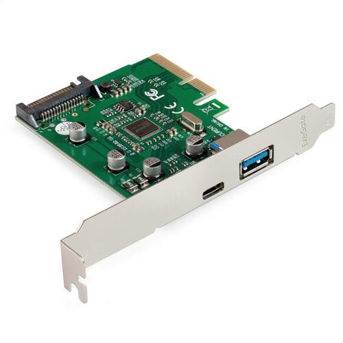 EX298302RUS Контроллер ExeGate EXE-320-1A1C (PCI-E x4 v3.0, USB3.2 Gen2 1xType-A + 1xType-C ext., SuperSpeed+ скорость
