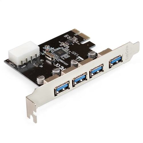 EX298943RUS Контроллер ExeGate EXE-314 v2.0 (PCI-E x1 v2.0, 4*USB3.0 ext., разъем доп.питания Molex, VIA Labs Chipset V