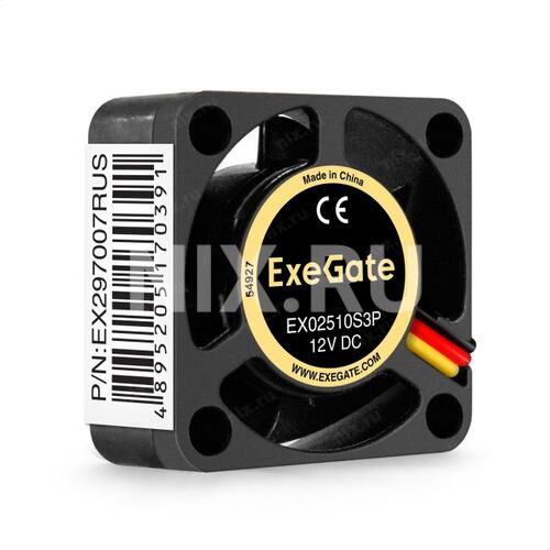 EX297007RUS Вентилятор 12В DC ExeGate EX02510S3P (25x25x10 мм, Sleeve bearing (подшипник скольжения), 3pin, 10000RPM, 2