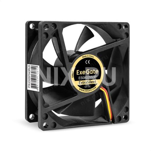 EX297043RUS Вентилятор 12В DC ExeGate ExtraSilent ES08025S3P (80x80x25 мм, Sleeve bearing (подшипник скольжения), 3pin,