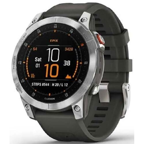 Смарт-часы Garmin Epix Gen 2 33.02мм 1.3" AMOLED корп.черный/стальной рем.серый (010-02582-01)