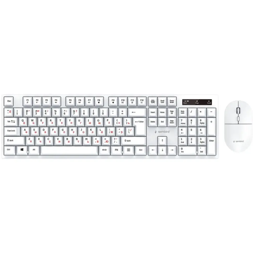 KBS-6000-W Комплект беспроводной клавиатура+мышь Gembird KBS-6000-W, 104кл+4кн, 12Fn, 800-1600 DPI, радиоканал, белый