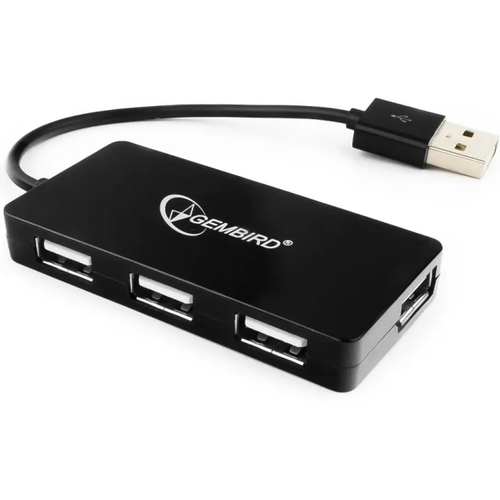UHB-U2P4-03 Разветвитель USB2.0 Gembird UHB-U2P4-03, 4хUSB кабель USB 15см, черный, блистер