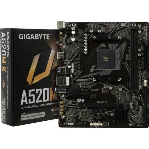 Материнская плата Socket AM4 GIGABYTE A520M K 2DDR4 MicroATX