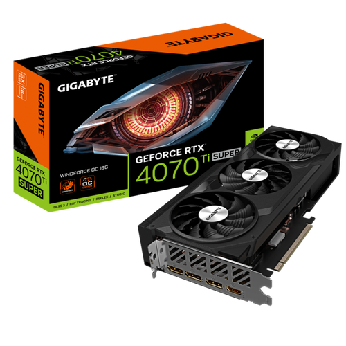 Игровая видеокарта GIGABYTE WINDFORCE GV-N407TSWF3OC-16GD GeForce<sup>®</sup> RTX 4070 Ti SUPER 16 Гб GDDR6X