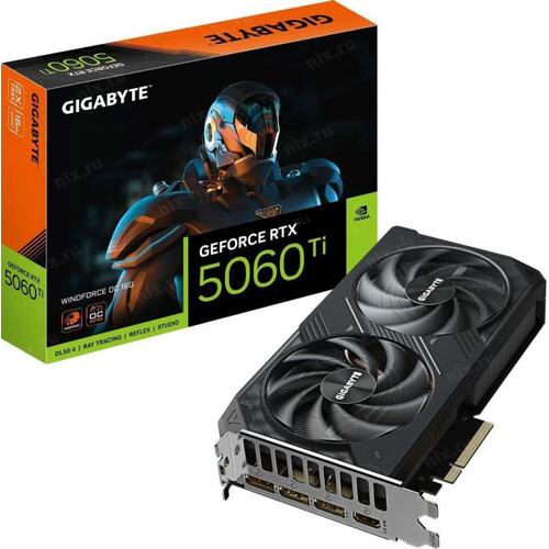 Видеокарта Gigabyte PCI-E 5.0 GV-N506TWF2OC-16GD 1.0 NVIDIA GeForce RTX 5060TI 16Gb 128bit GDDR7 2587/28000 HDMIx1 DPx3