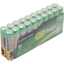 GP Super 24A-20 (LR03) Size AAA, 1.5V, щелочной (alkaline)<уп. 20 шт>