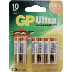 GP Ultra 24AU4/2-CR6 (LR03) Size AAA, 1.5V, щелочной (alkaline) <уп.6 шт>