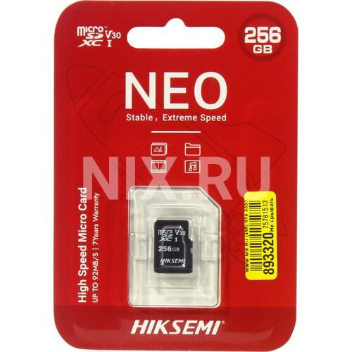 Карта памяти HIKVISION NEO HS-TF-C1-256G SDXC V30, UHS-I Class 1 (U1) 256 ГБ
