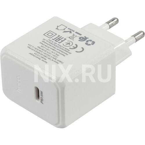 Зарядка USB-устройств от 220В HOCO C13A White USB Type C "мама" (20 Вт)