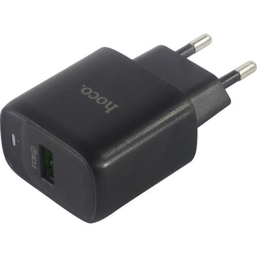 Зарядка USB-устройств от 220В HOCO C140A Smart Set Black USB Type A "мама", USB Type C "мама" (18 Вт)