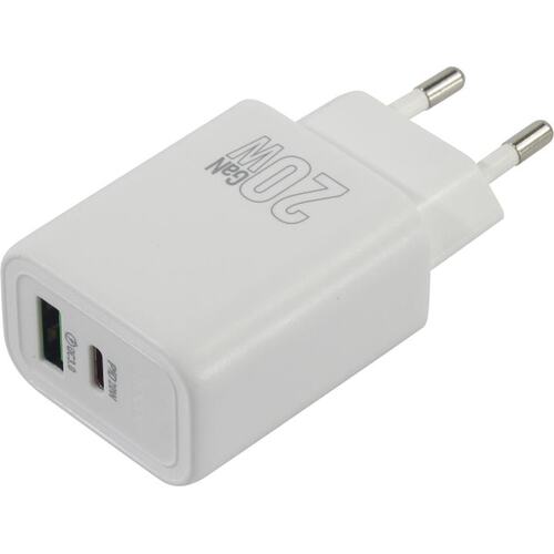 Зарядка USB-устройств от 220В HOCO N61 Gentle Set White USB Type A "мама", USB Type C "мама" (20 Вт)