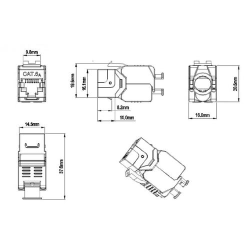 Вставка Keystone Hyperline KJ8-8P8C-C6A-180-TLS-SH-F-WH