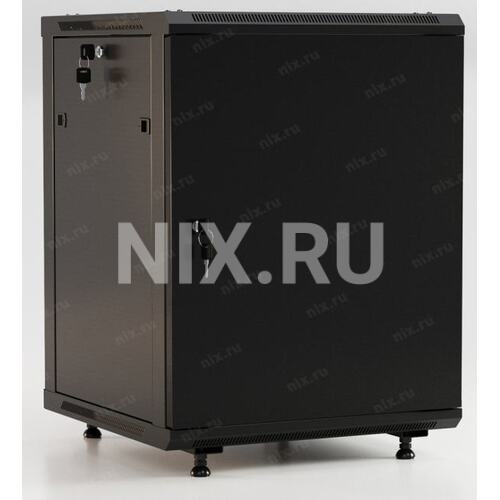Шкаф коммутационный Hyperline (TWB-FC-1266-SR-RAL9004) настенный 12U 600x600мм пер.дв.металл 2 бок.пан. задн.дв.спл.ста