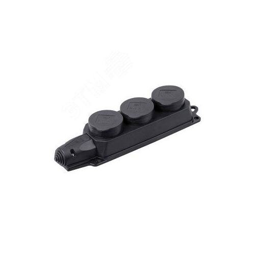 Розетка IEK PKR61-016-2-K02 ОМЕГА каучук тройная с защитными крышками IP44
