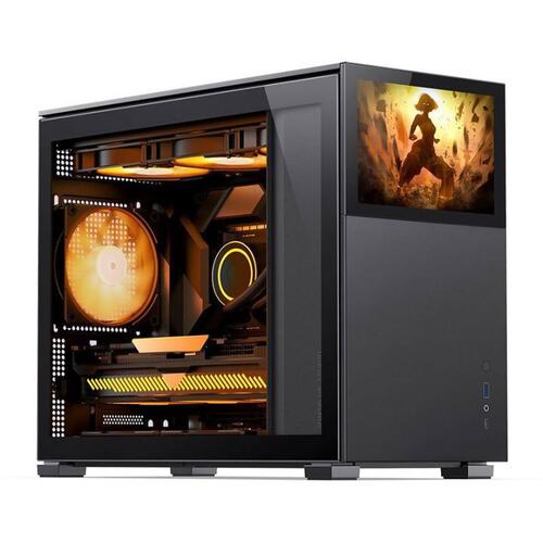 JONSBO D31 STD SC Black без БП, боковая панель из стекла, 8” Color TFT-LCD screen, mini-ITX, micro-ATX, черный