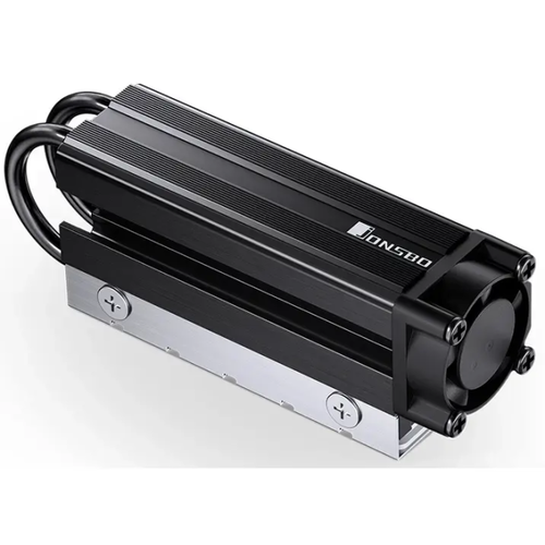 Кулер для SSD M.2 2280 JONSBO M.2-7 Black (1*30mm PWM Fan, 2 тепловые трубки, черный)