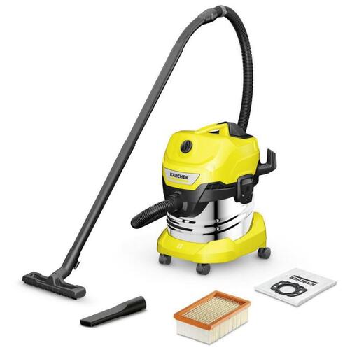 1.628-250.0 Строительный пылесос Karcher WD 4 S V-20/5/22 1000Вт (уборка: сухая/сбор воды) желтый