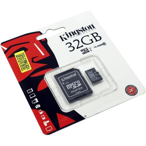 Карта памяти Kingston SDC10/32GB microSDHC Class 10 32 ГБ +microSD->SD адаптер