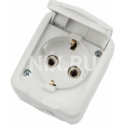 KR-78-0604 Розетка одноместная Mini OG IP54, с заземлением, о/у, белая KRANZ