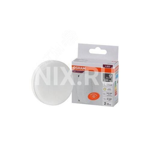 LEDVANCE 4058075581975 Лампа светодиодная LED 6 Вт GX53 3000К 480Лм таблетка 220 В (замена 50Вт) OSRAM (4058075581975)