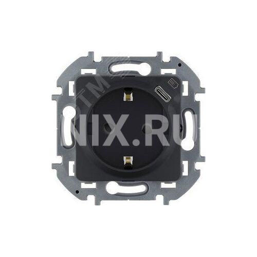 LEGRAND 673773 Розетка 2К+З немецкий стандарт 16А 250В со USB C 1.5А 5В INSPIRIA антрацит