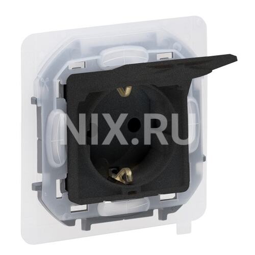 LEGRAND 673743 Розетка 2К+З IP 44 с откидной крышкой и шторками немецкий стандарт 16 А 250 В~ INSPIRIA антрацит