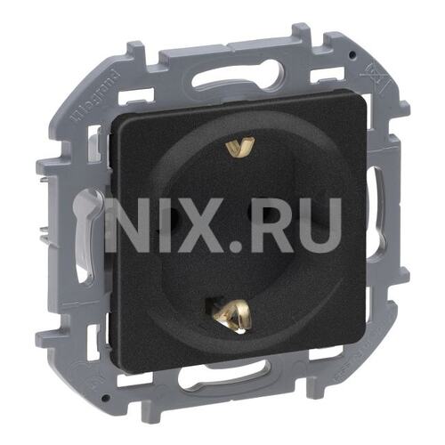 Legrand 673733 Розетка 2К+З со шторками немецкий стандарт 16 А 250 В~ INSPIRIA антрацит (673733)