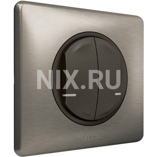 Legrand 64894 Умный беспроводной выключатель 2-клавишный. Цвет Графит. Рамка Вольфрам.