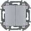 Legrand 673622 Выключатель двухклавишный INSPIRIA 10 AX 250 В~ алюминий (673622), вид спереди