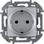 Legrand 673722 Розетка 2К+З немецкий стандарт 16 А 250 В~ INSPIRIA алюминий (673722), вид спереди
