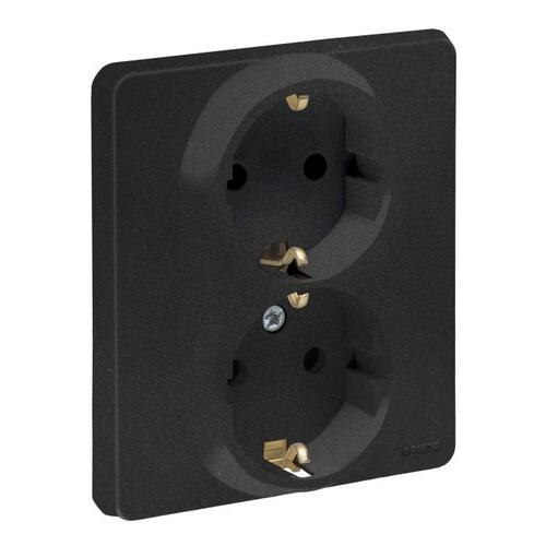 Legrand 673753 Розетка 2 x 2К+З немецкий стандарт 16 А 250 В~ INSPIRIA антрацит (673753)