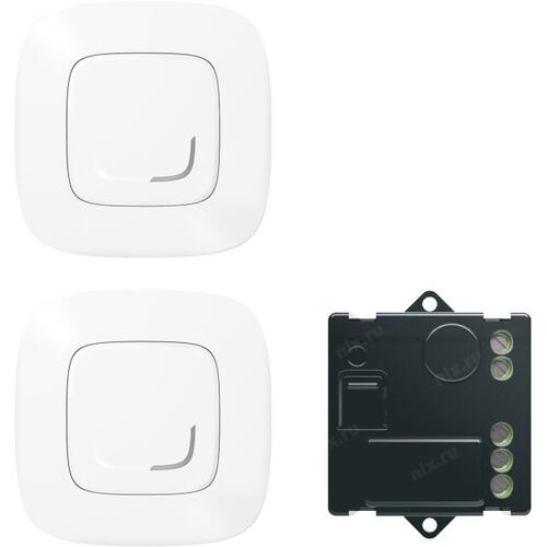 Legrand 752550 Пакет для упр. осв.c 2х мест. Микромодуль реле 300 Вт 240В + два умных беспров. 1-клав. выкл. Бел.