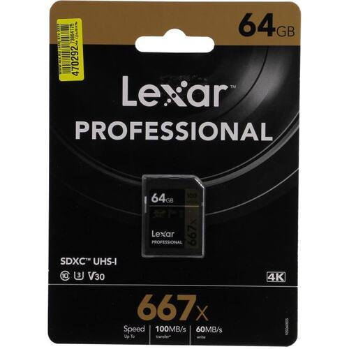 Карта памяти Lexar Professional 667x SDXC V30, UHS-I Class 3 (U3), Class 10 64 ГБ