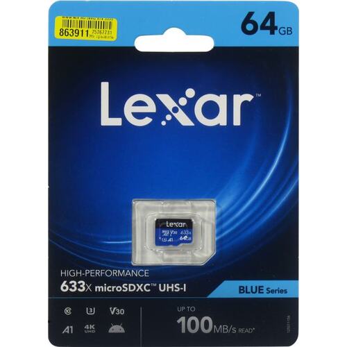 Lexar <LMS0633064G-BNNNG> microSDXC Memory Card 64Gb A1 V30 UHS-I U3