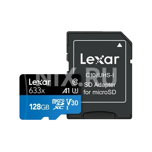Карта памяти Lexar LSDMI128BB633A microSDXC A1, V30, UHS-I Class 3 (U3), Class 10 128 ГБ