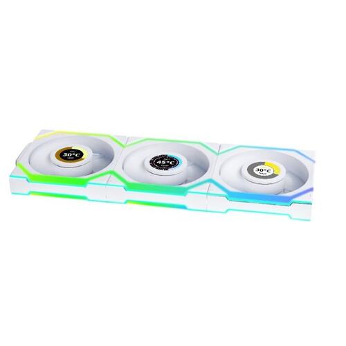 (3шт.) Lian Li UNI FAN SL WIRELESS LCD 120 ReverseBlade/12RSLLCD1W3W WHITE/120x124,5x28мм /G99.12RSLLCD1W3W.R0