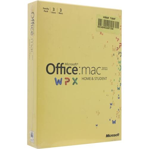 Офисное ПО Microsoft Office:mac 2011 Home Student BOX бессрочная лицензия