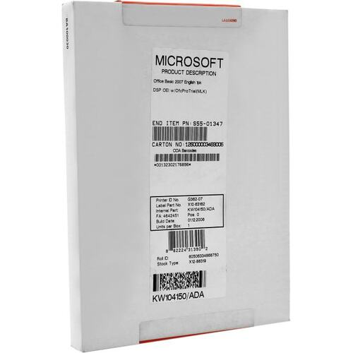 Ключ активации Microsoft Office 2007 Basic OEM