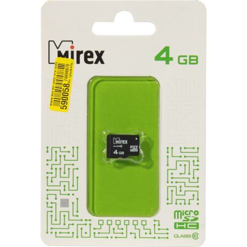 Карта памяти Mirex 13612-MC10SD04 microSDHC Class 10 4 ГБ