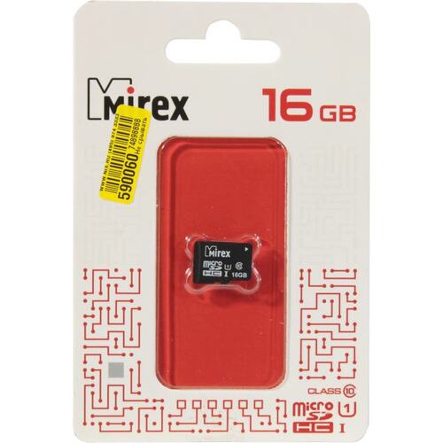 Карта памяти Mirex 13612-MCSUHS16 microSDHC UHS-I Class 1 (U1) 16 ГБ