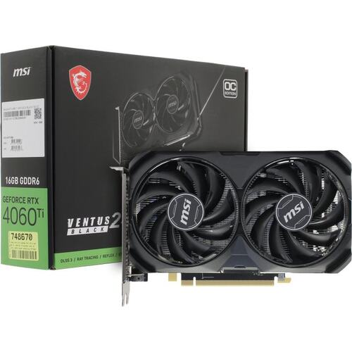 Игровая видеокарта MSI Ventus RTX 4060 Ti VENTUS 2X BLACK 16G OC 16 Гб GDDR6