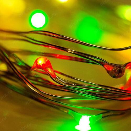 303-009-1 Гирлянда Роса 2 м, 20 LED, цвет свечения мультиколор, тонкий батарейный блок NEON-NIGHT