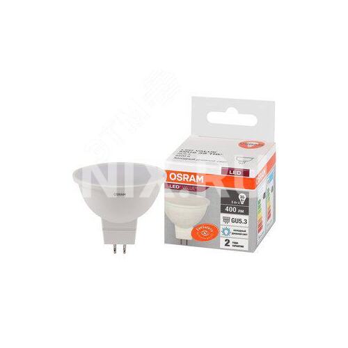 LEDVANCE 4058075582484 Лампа светодиодная LED 5 Вт GU5.3 6500К 400Лм спот 220 В (замена 35Вт) OSRAM (4058075582484)