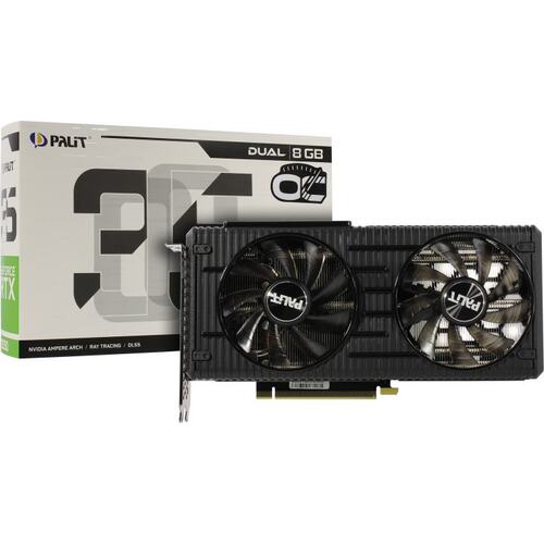 Игровая видеокарта Palit Dual RTX3050 Dual GeForce<sup>®</sup> RTX 3050 OC 8 Гб GDDR6