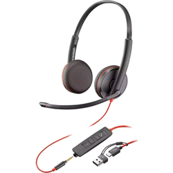 Plantronics 8X229A6 Гарнитура проводная/ Poly Blackwire 3225 Stereo USB-C Headset +3.5mm Plug +USB-C/A Adapter (Bulk)