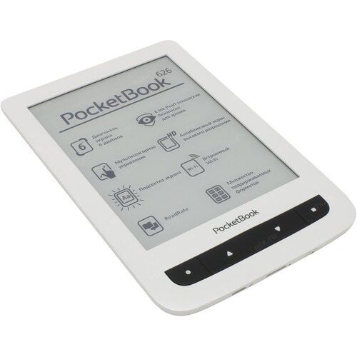 Электронная книга 6" (15.2 см) PocketBook 626 (улучшенная версия Touch 2) E-Ink с подсветкой 1500 мАч Белый
