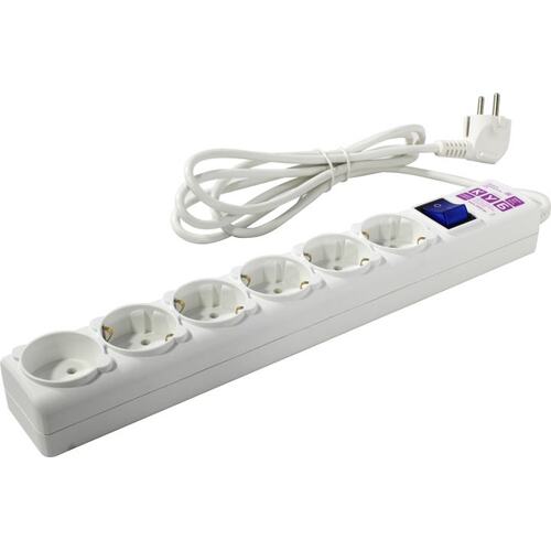 Сетевой фильтр 3.5 кВт Power Cube SPG(5+1)-16B-1,9M-WHITE 5 розеток евростандарт с заземлением 1 розетка без заземляющего контакта 1.9 метра
